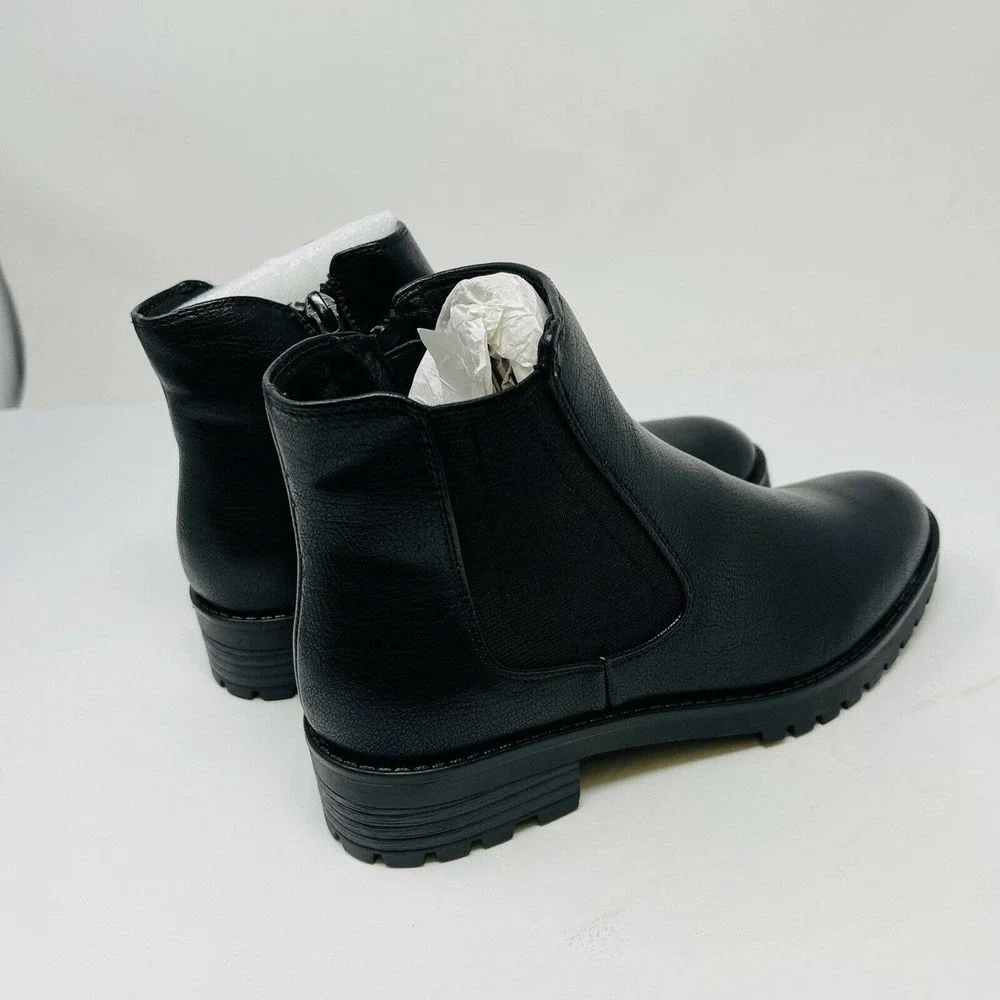 New Baretraps Womans Sz 5M Daytona Ankle Bootie Black Block Heel Leather‎ NIB